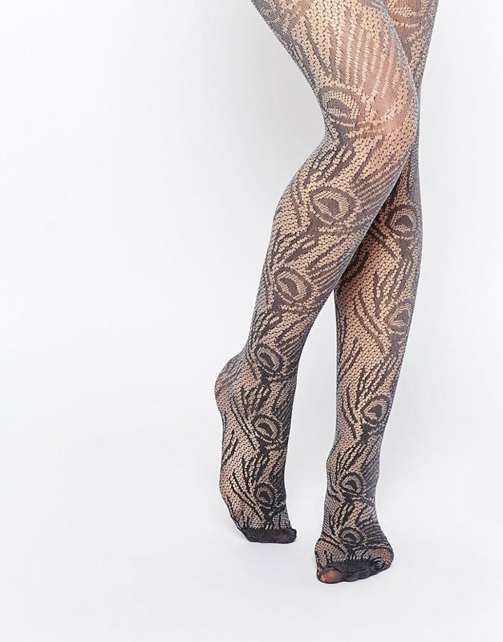 Jonathan Aston Peacock Net Tights - Gray Marl