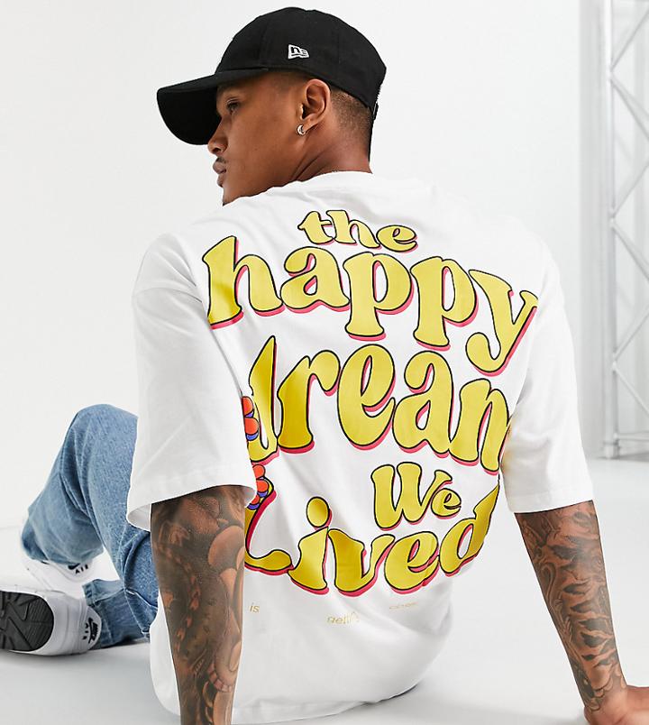 Bershka Oversized T-shirt With Back Print In White