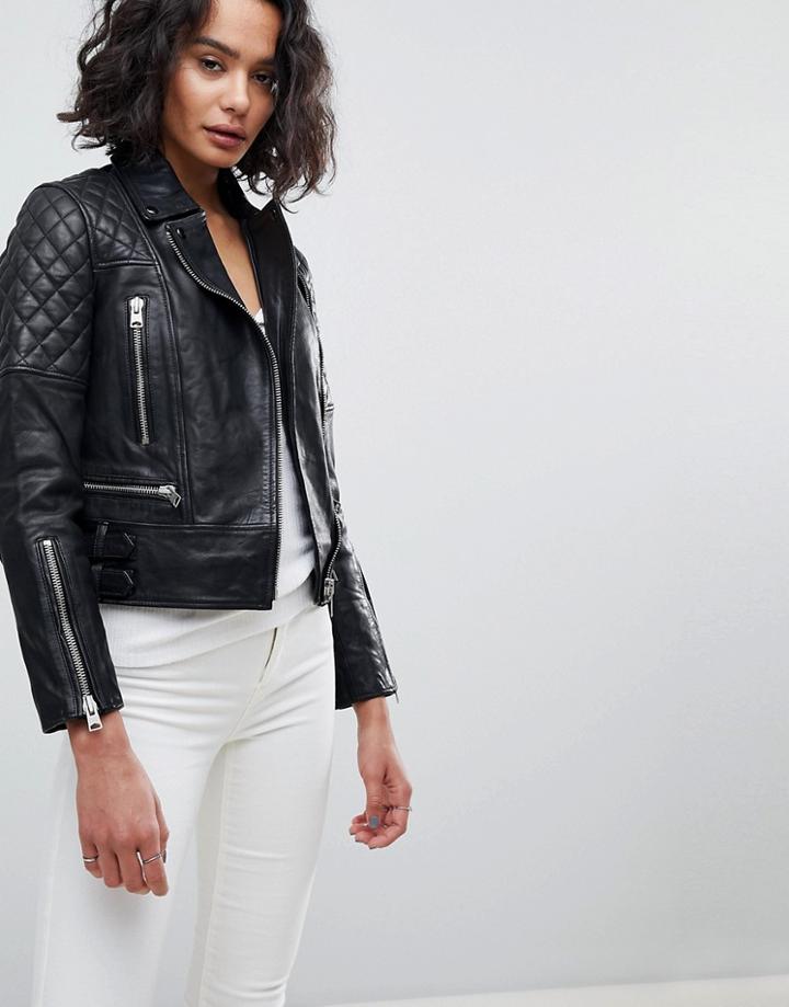 Allsaints Quilted Leather Jacket - Black