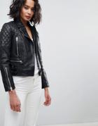 Allsaints Quilted Leather Jacket - Black