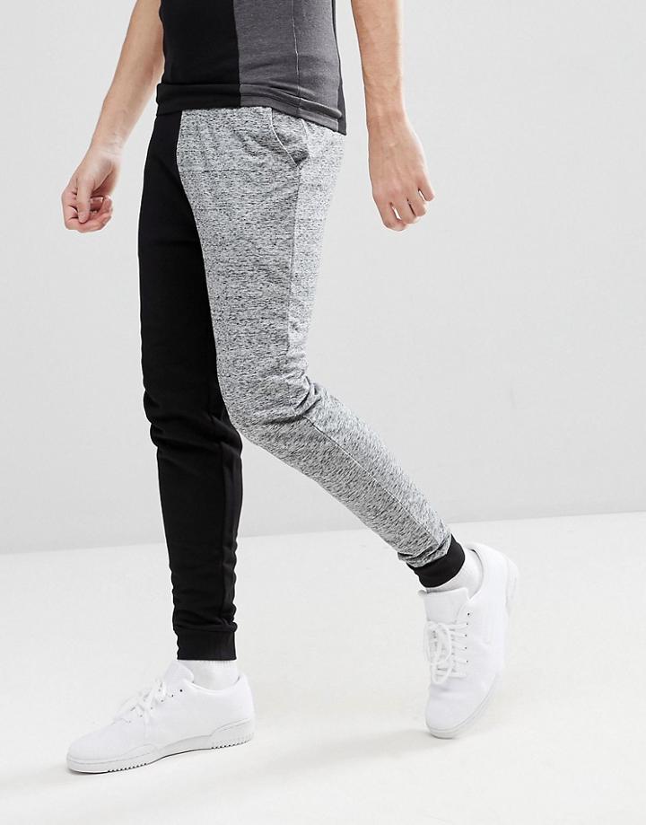 Asos Skinny Jogger In Black And Gray Nepp - Black