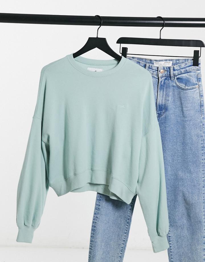 Hollister Icon Crew Neck Sweatshirt In Mint-green