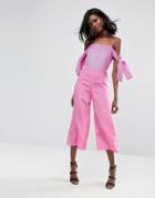 Asos Embellished Cold Shoulder Jumpsuit - Pink