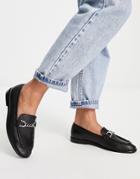 Topshop Lola Leather Loafers With Chain Detail In Black