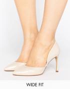 Lost Ink Wide Fit Cut Out Nude Pumps - Beige