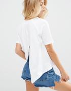 Asos T-shirt With Split Back And Short Sleeve - White