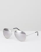 New Look Aviator Sunglasses In Silver - Silver
