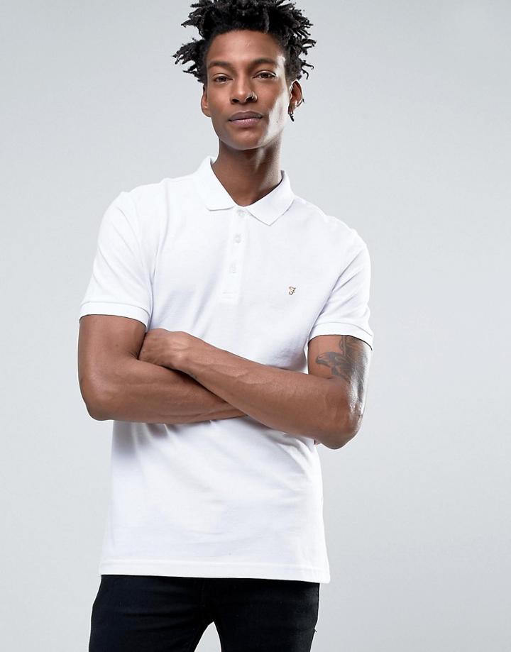 Farah Blaney Pique Polo Slim Fit In White - White