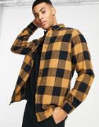 Threadbare Check Shirt In Camel-neutral