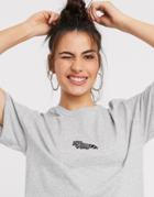 New Love Club Embroidered Racoon T-shirt In Oversized-grey
