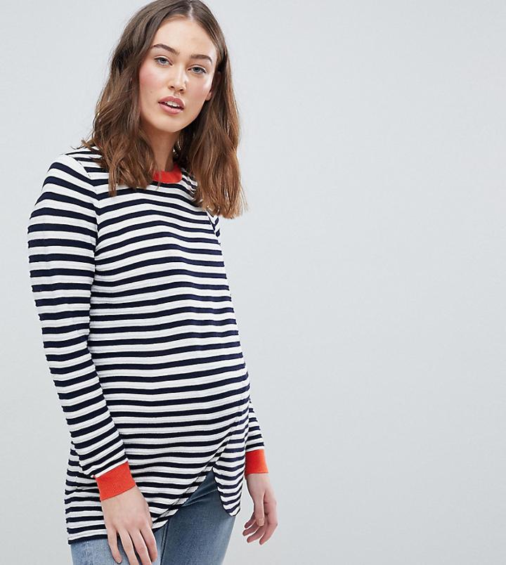 Asos Design Maternity Nursing Eco Wrap Sweater In Ripple Stitch Stripe-multi
