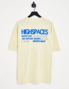 Topshop High Spaces Back Graphic Oversized Tee In Yellow-multi