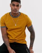 Asos Design T-shirt With Tipping In Brown - Brown