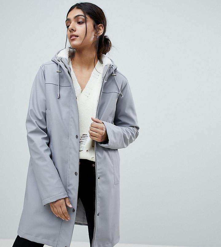 Asos Tall Borg Raincoat - Gray