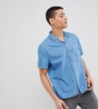 Noak Short Sleeve Revere Collar Denim Shirt - Blue