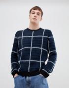 Selected Homme Knitted Sweater With Check Pattern - Black