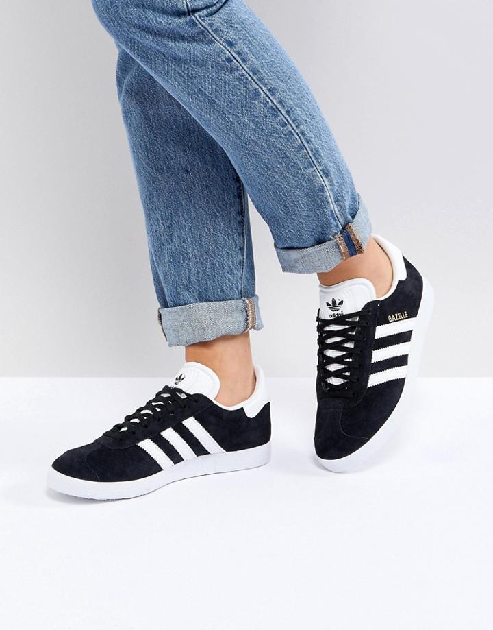 Adidas Originals Gazelle Sneakers In Black Suede