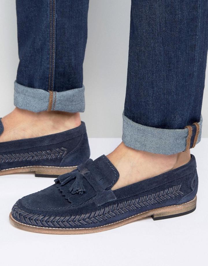 Hudson London Zair Suede Tassel Loafers - Navy