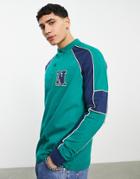 Asos Design Relaxed Long Sleeve Polo T-shirt In Green With Chest Embroidery