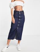 Levi's Button Front Midi Skirt In Mid Wash Blue