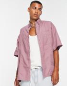 Asos Design Boxy Oversized Washed Poplin Shirt In Grape-purple