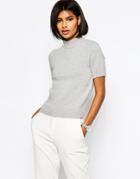Asos Knitted Tee With High Neck - Gray