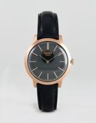 Henry London Leather Watch In Black 34mm - Black