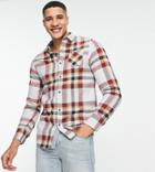 Brave Soul Tall Long Sleeve Check Shirt In Light Gray