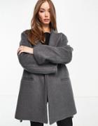 Asos Design Oversized Brushed Grandad Coat In Gray-grey