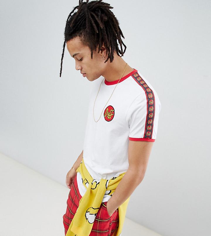 The Simpsons X Asos Design Duff T-shirt With Taping - White