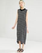 Monki Stripe Contrast Neck Midi Dress - Stripe