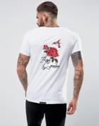 Rose London T-shirt In White With Back Embroidery - White