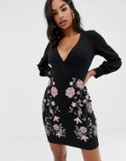 Asos Design Puff Print Mini Pencil Dress - Multi