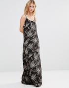 Style London Maxi Dress In Forest Print - Black