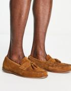 Schuh Rich Tassel Loafers In Tan Suede-brown