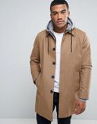 Asos Single Breasted Trench Coat With Shower Resistance In Tobacco - N