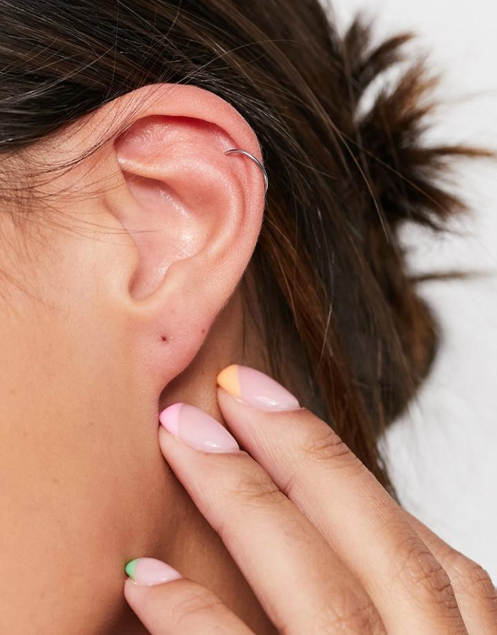 Topshop Fine Hoop Clicker Earring In Silver