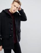 Burton Menswear Wool Duffle Coat In Black - Black