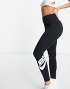 Nike High Rise Essential Leggings In Black With Calf Logo Print