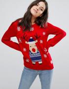 Brave Soul Holidays Reindeer Sweater - Gray