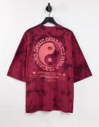 Asos Design Oversized T-shirt In Tie Dye With Mystic Back Print-red