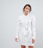 Asos Tall Mini Belted Shirt Dress - White