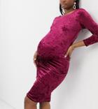 Blume Maternity Velvet Body-conscious Dress In Berry-red