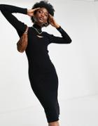 New Look Cut Out Knitted Dress In Black