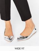 Asos Leapfrog Wide Fit Pointed Ballet Flats - Silver