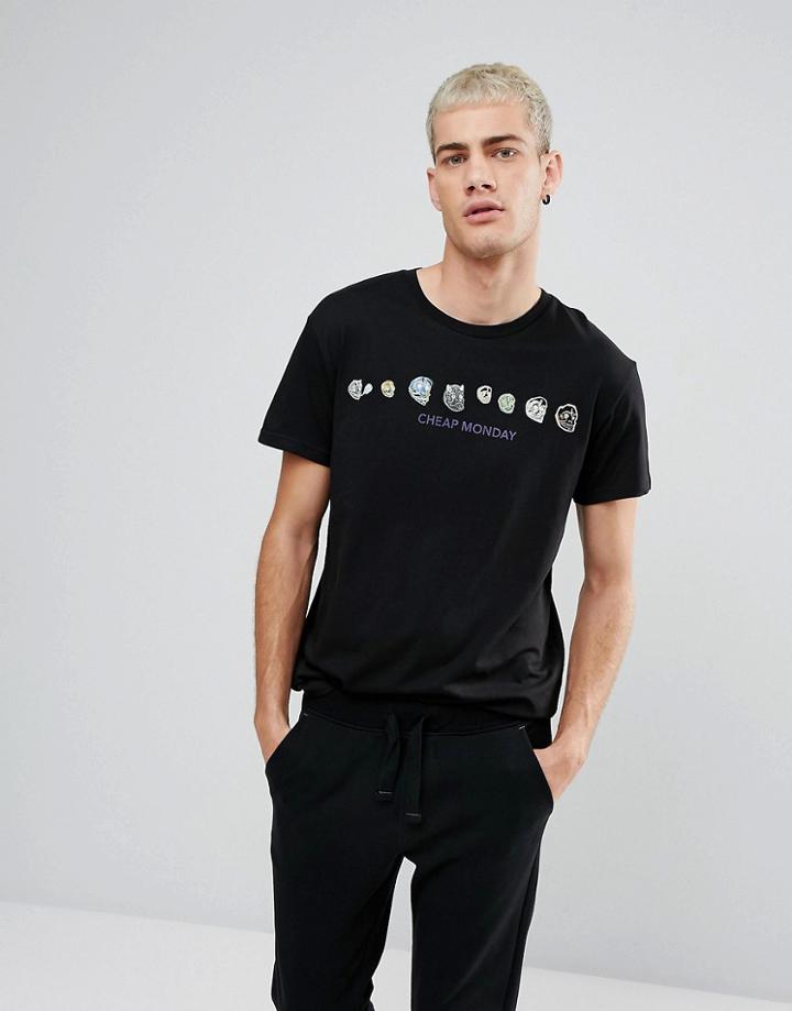 Cheap Monday Colorful Skull Logo T-shirt - Black