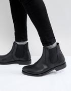 Frank Wright Round Toe Leather Chelsea Boots-black