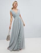 Little Mistress Maxi Dress With Lace Inserts - Green