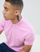Tommy Hilfiger Slim Fit Pique Polo With Flag Logo In Pink - Pink