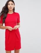 Asos Double Layer Textured Mini Wiggle Dress - Red